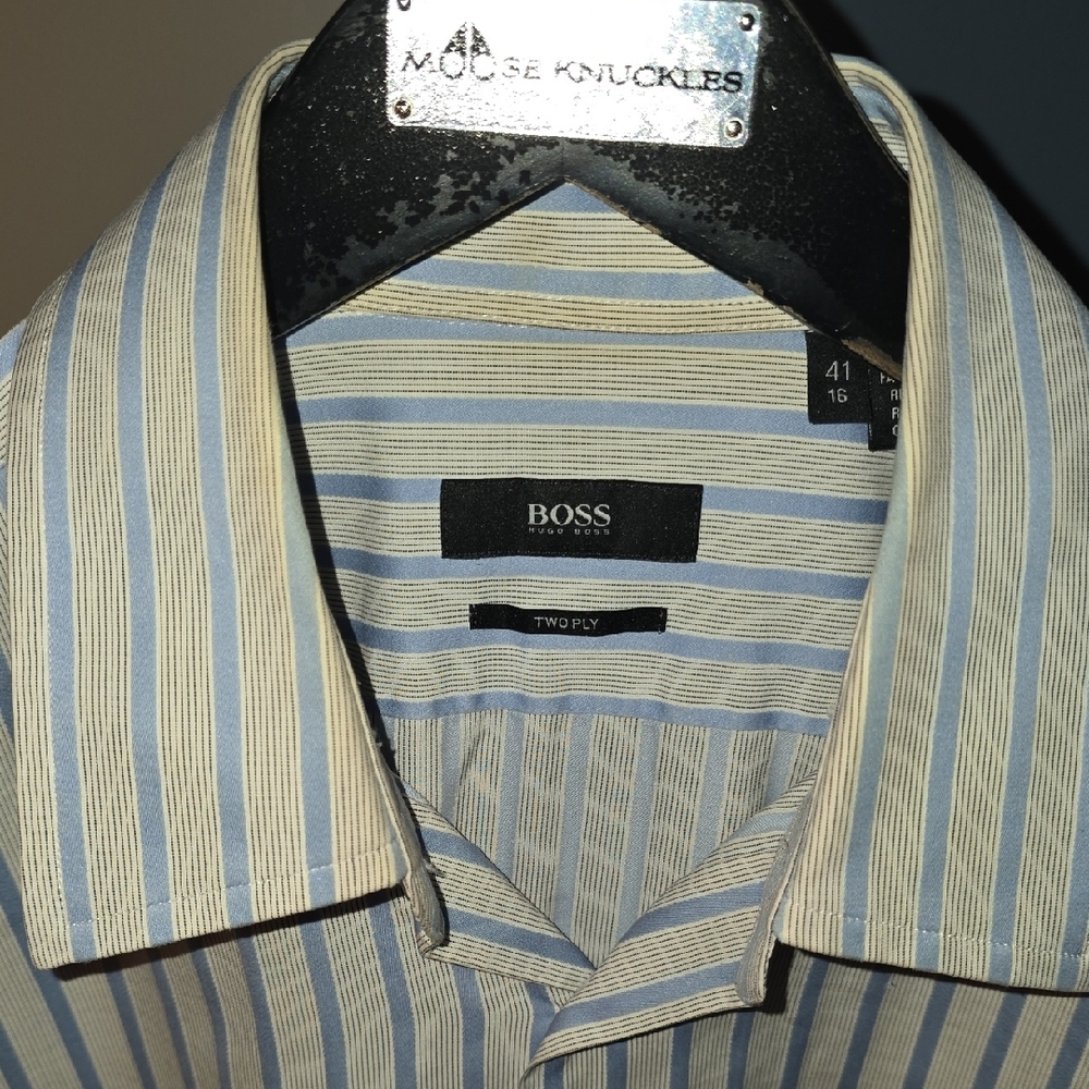 Boss Blue Dress Shirt Classic Stripes